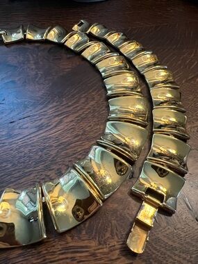 Vintage NAPIER Goldtone Curved Link Necklace with matching Bracelet RARE